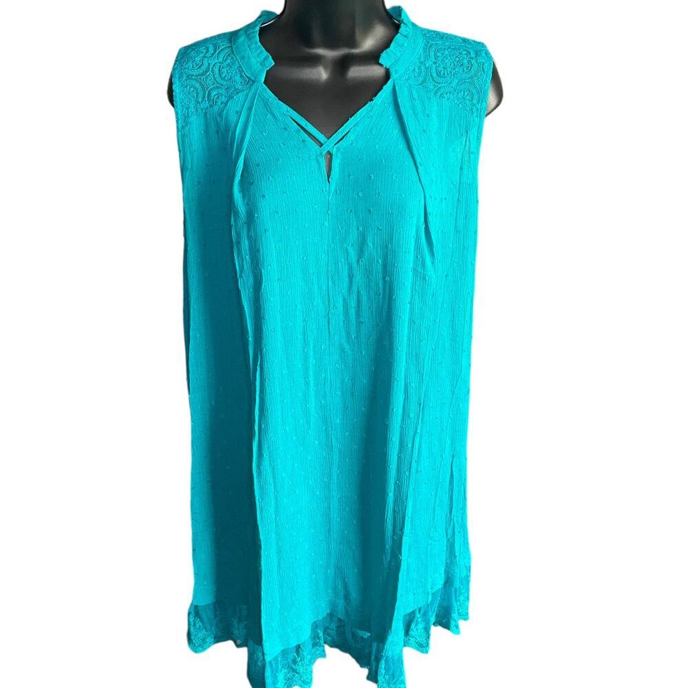 Umgee NWT Teal Lace Sleeveless Mini Dress Size S